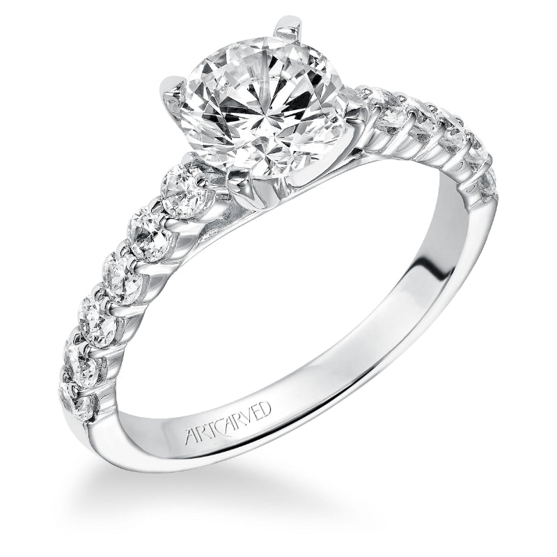 Artcarved Bridal Mounted with CZ Center Classic Diamond Engagement Ring Natalie 14K White Gold