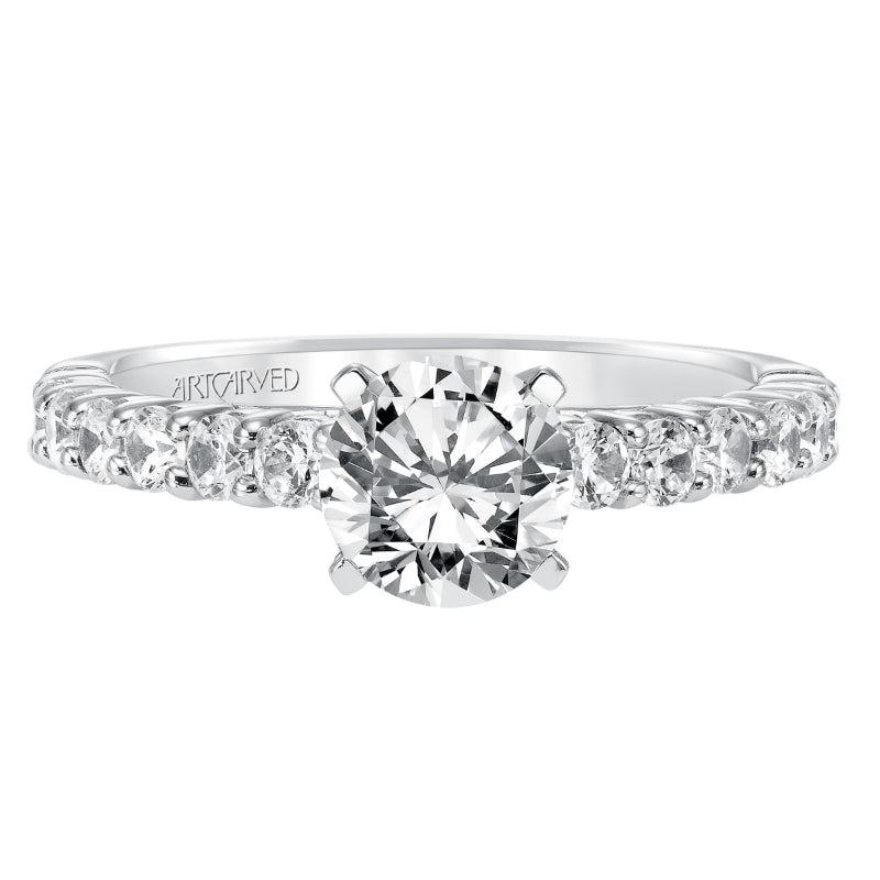 Artcarved Bridal Mounted with CZ Center Classic Diamond Engagement Ring Natalie 14K White Gold