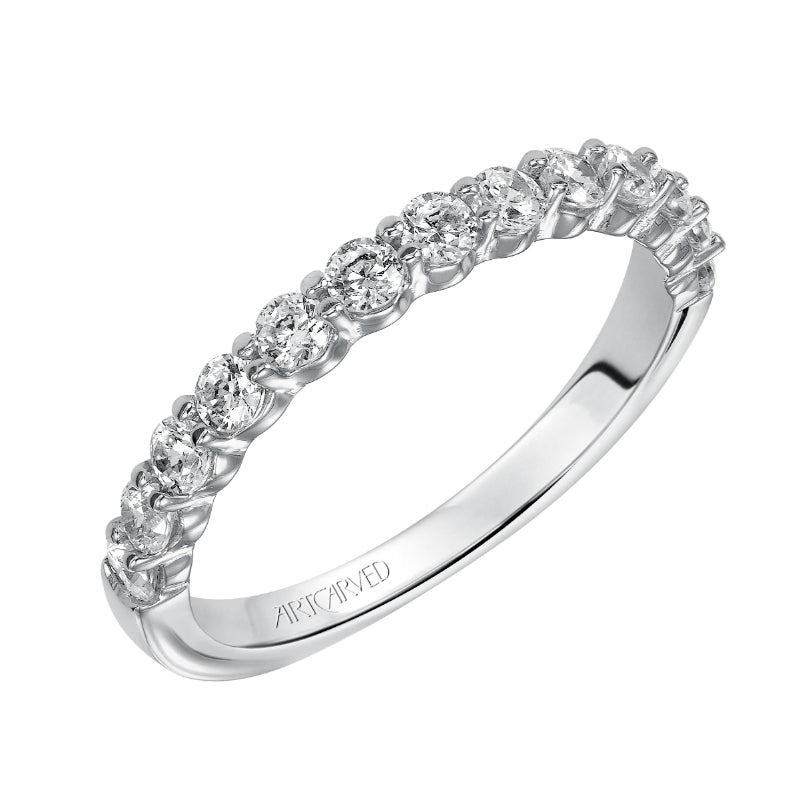 Artcarved Bridal Mounted with Side Stones Classic Diamond Wedding Band Natalie 14K White Gold