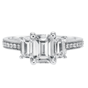 Artcarved Bridal Semi-Mounted with Side Stones Classic 3-Stone Engagement Ring Ashley 14K White Gold