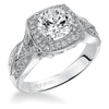 Artcarved Bridal Mounted with CZ Center Vintage Diamond Halo Engagement Ring Madison 14K White Gold