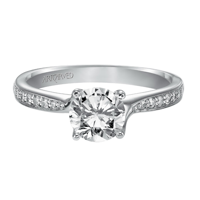 Artcarved Bridal Semi-Mounted with Side Stones Classic Diamond Engagement Ring Leah 14K White Gold