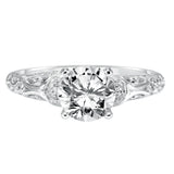 Artcarved Bridal Semi-Mounted with Side Stones Vintage Engagement Ring Peyton 14K White Gold