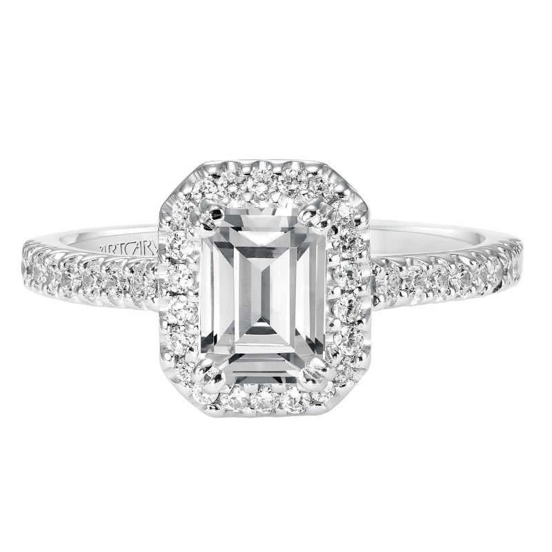 Artcarved Bridal Mounted with CZ Center Classic Halo Engagement Ring Annie 14K White Gold