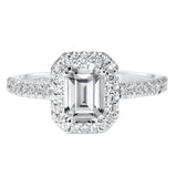 Artcarved Bridal Semi-Mounted with Side Stones Classic Halo Engagement Ring Annie 14K White Gold