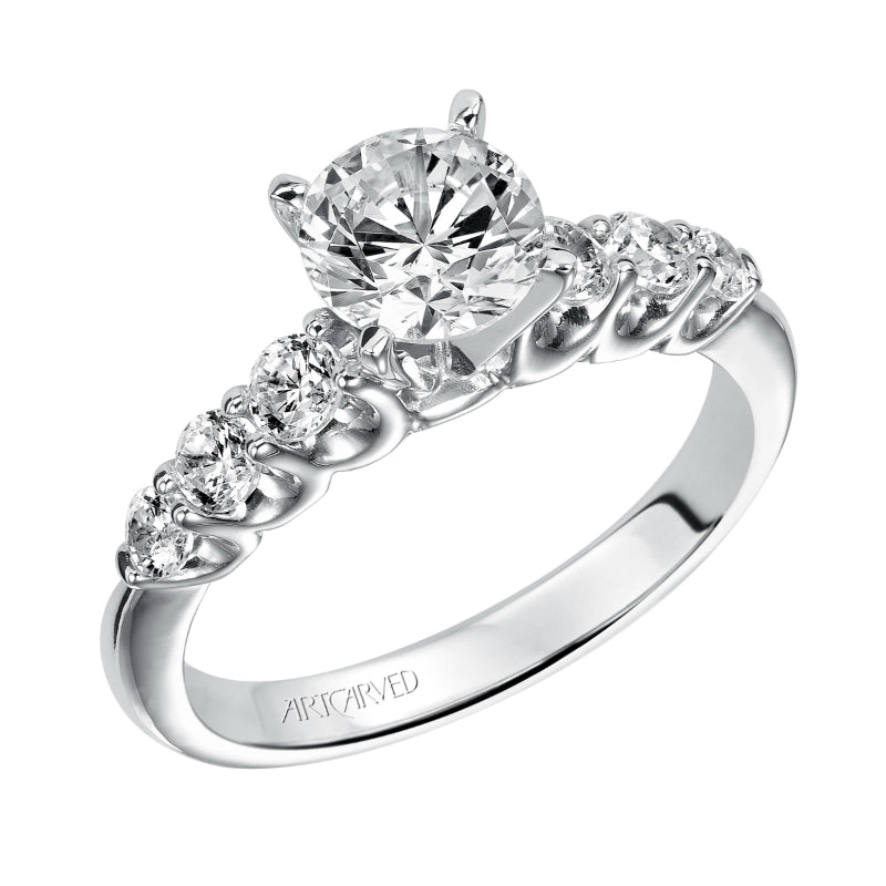 Artcarved Bridal Semi-Mounted with Side Stones Classic 7-Stone Engagement Ring Maddie 14K White Gold