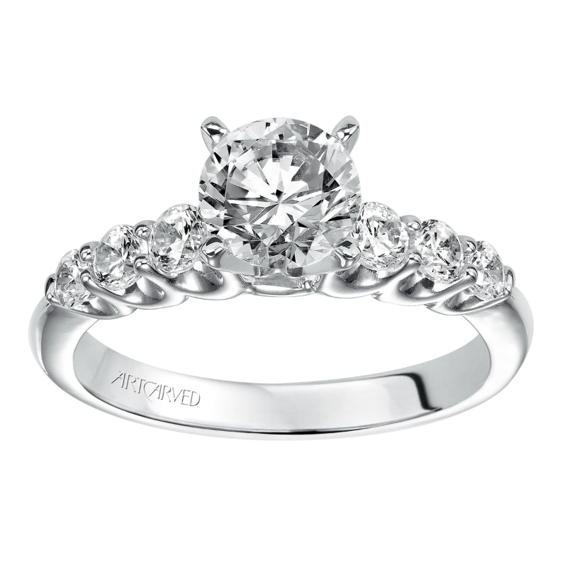 Artcarved Bridal Semi-Mounted with Side Stones Classic 7-Stone Engagement Ring Maddie 14K White Gold