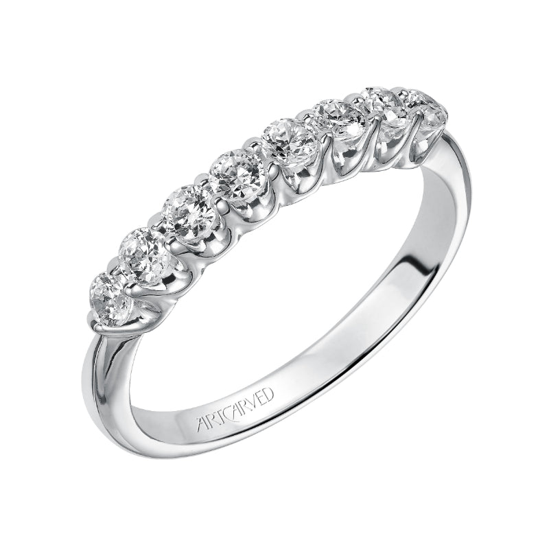 Artcarved Bridal Mounted with Side Stones Classic Diamond Wedding Band Maddie 14K White Gold