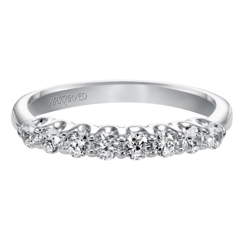 Artcarved Bridal Mounted with Side Stones Classic Diamond Wedding Band Maddie 14K White Gold