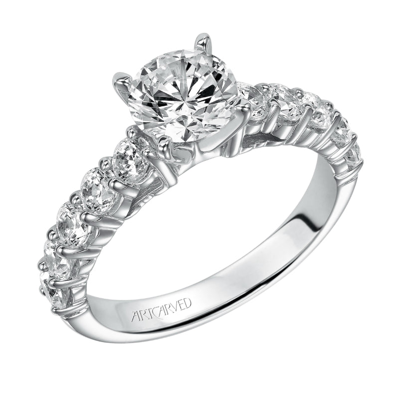 Artcarved Bridal Semi-Mounted with Side Stones Classic Diamond Engagement Ring Alyssa 14K White Gold