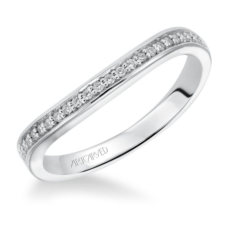 Artcarved Bridal Mounted with Side Stones Classic Diamond Wedding Band Abby 14K White Gold