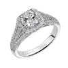 Artcarved Bridal Mounted with CZ Center Classic Halo Engagement Ring Ava 14K White Gold