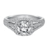 Artcarved Bridal Mounted with CZ Center Classic Halo Engagement Ring Ava 14K White Gold