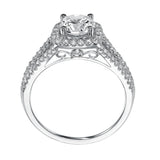 Artcarved Bridal Semi-Mounted with Side Stones Classic Halo Engagement Ring Ava 14K White Gold