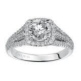 Artcarved Bridal Semi-Mounted with Side Stones Classic Halo Engagement Ring Ava 14K White Gold