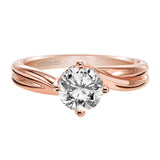 Artcarved Bridal Mounted with CZ Center Contemporary Twist Solitaire Engagement Ring Whitney 14K Rose Gold