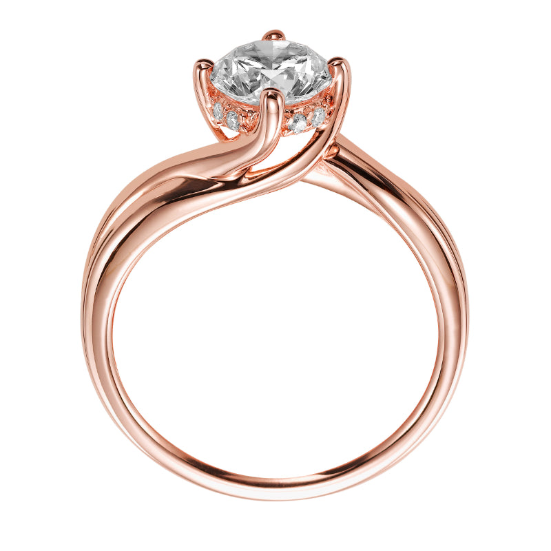 Artcarved Bridal Mounted with CZ Center Contemporary Twist Solitaire Engagement Ring Whitney 14K Rose Gold