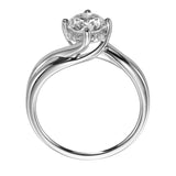 Artcarved Bridal Semi-Mounted with Side Stones Contemporary Twist Solitaire Engagement Ring Whitney 14K White Gold