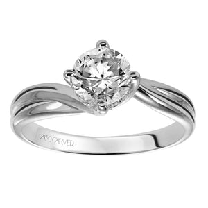 Artcarved Bridal Semi-Mounted with Side Stones Contemporary Twist Solitaire Engagement Ring Whitney 14K White Gold