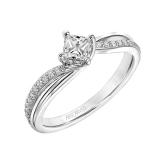 Artcarved Bridal Mounted Mined Live Center Contemporary One Love Engagement Ring Stella 14K White Gold