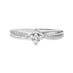 Artcarved Bridal Mounted Mined Live Center Contemporary One Love Engagement Ring Stella 18K White Gold