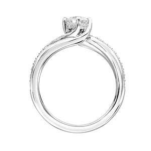 Artcarved Bridal Mounted Mined Live Center Contemporary One Love Engagement Ring Stella 18K White Gold