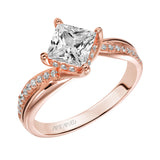 Artcarved Bridal Semi-Mounted with Side Stones Contemporary Twist Diamond Engagement Ring Stella 14K Rose Gold