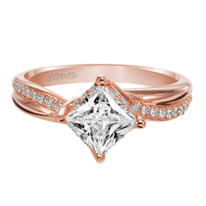 Artcarved Bridal Semi-Mounted with Side Stones Contemporary Twist Diamond Engagement Ring Stella 14K Rose Gold