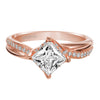 Artcarved Bridal Mounted with CZ Center Contemporary Twist Diamond Engagement Ring Stella 14K Rose Gold