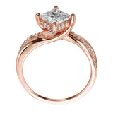 Artcarved Bridal Semi-Mounted with Side Stones Contemporary Twist Diamond Engagement Ring Stella 14K Rose Gold