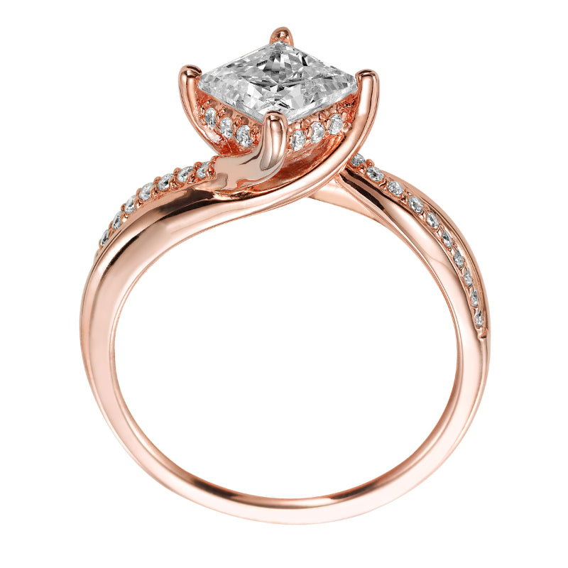 Artcarved Bridal Mounted with CZ Center Contemporary Twist Diamond Engagement Ring Stella 14K Rose Gold