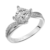 Artcarved Bridal Mounted with CZ Center Contemporary Twist Diamond Engagement Ring Stella 14K White Gold