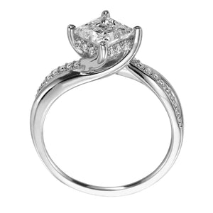 Artcarved Bridal Mounted with CZ Center Contemporary Twist Diamond Engagement Ring Stella 14K White Gold