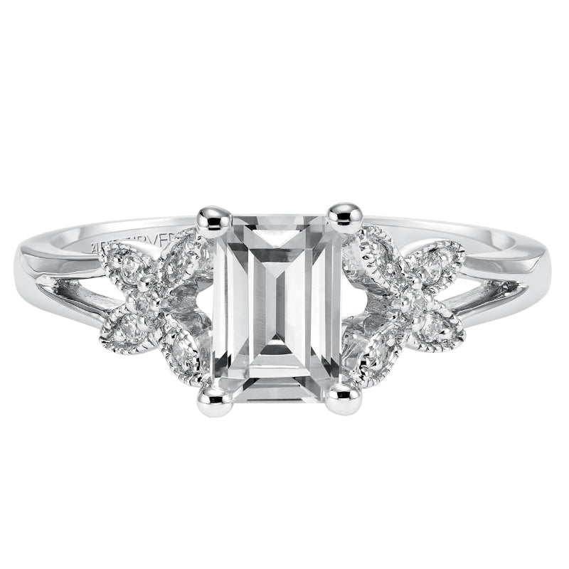 Artcarved Bridal Semi-Mounted with Side Stones Vintage Engagement Ring Camila 14K White Gold