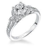 Artcarved Bridal Semi-Mounted with Side Stones Vintage Engagement Ring Brielle 14K White Gold