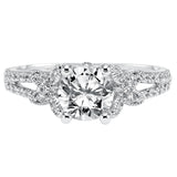 Artcarved Bridal Semi-Mounted with Side Stones Vintage Engagement Ring Brielle 14K White Gold