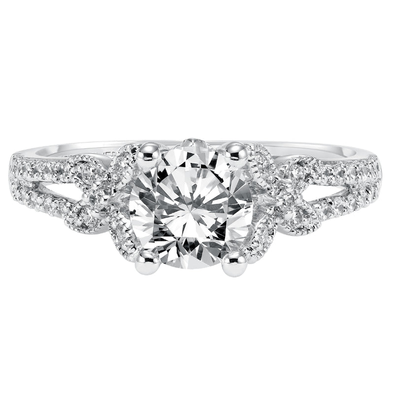 Artcarved Bridal Semi-Mounted with Side Stones Vintage Engagement Ring Brielle 14K White Gold