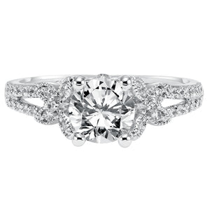 Artcarved Bridal Semi-Mounted with Side Stones Vintage Engagement Ring Brielle 14K White Gold