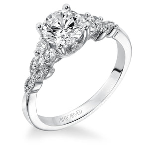 Artcarved Bridal Semi-Mounted with Side Stones Contemporary Diamond Engagement Ring Adeline 14K White Gold