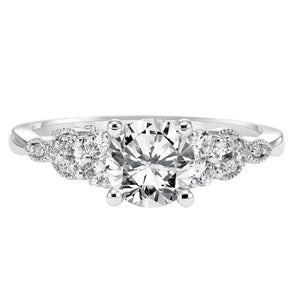 Artcarved Bridal Semi-Mounted with Side Stones Contemporary Diamond Engagement Ring Adeline 14K White Gold