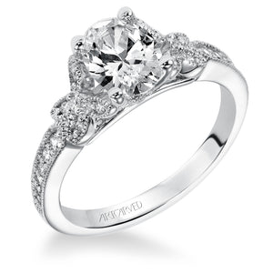 Artcarved Bridal Mounted with CZ Center Vintage Engagement Ring Valerie 14K White Gold