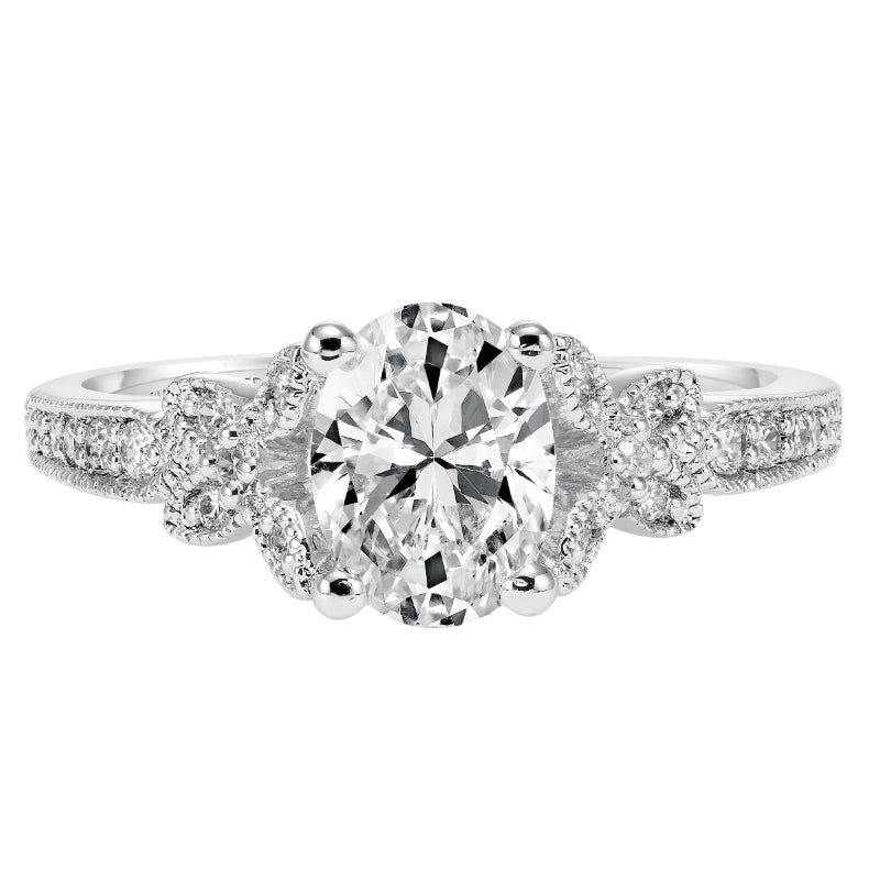 Artcarved Bridal Mounted with CZ Center Vintage Engagement Ring Valerie 14K White Gold