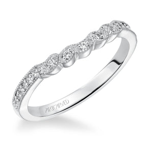 Artcarved Bridal Mounted with Side Stones Vintage Diamond Wedding Band Valerie 14K White Gold