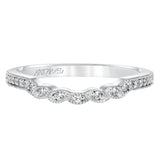 Artcarved Bridal Mounted with Side Stones Vintage Diamond Wedding Band Valerie 14K White Gold