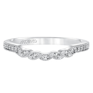 Artcarved Bridal Mounted with Side Stones Vintage Diamond Wedding Band Valerie 14K White Gold