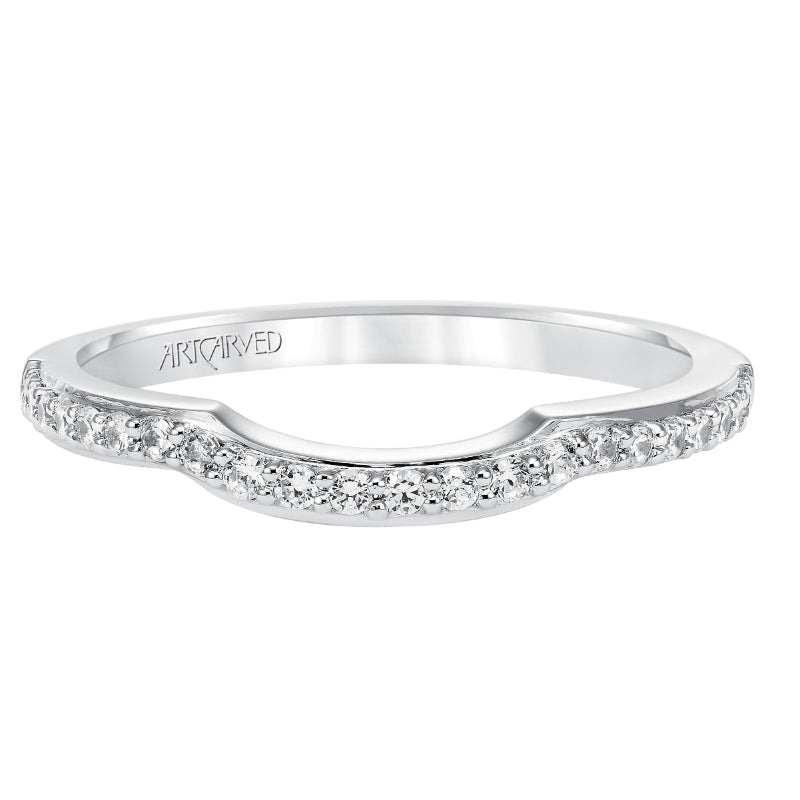 Artcarved Bridal Mounted with Side Stones Contemporary Diamond Wedding Band Alexandria 14K White Gold