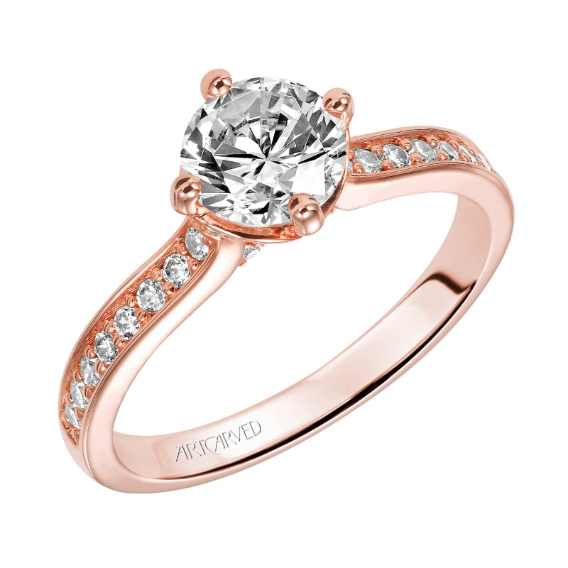 Artcarved Bridal Mounted with CZ Center Classic Engagement Ring Juliet 14K Rose Gold