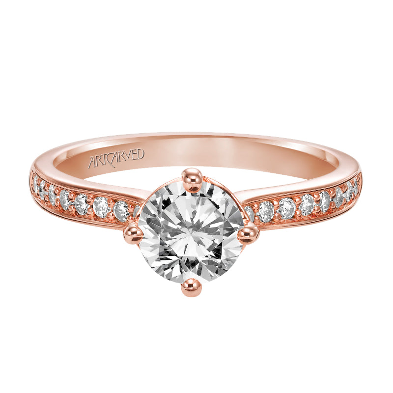 Artcarved Bridal Semi-Mounted with Side Stones Classic Engagement Ring Juliet 14K Rose Gold