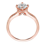 Artcarved Bridal Semi-Mounted with Side Stones Classic Engagement Ring Juliet 14K Rose Gold