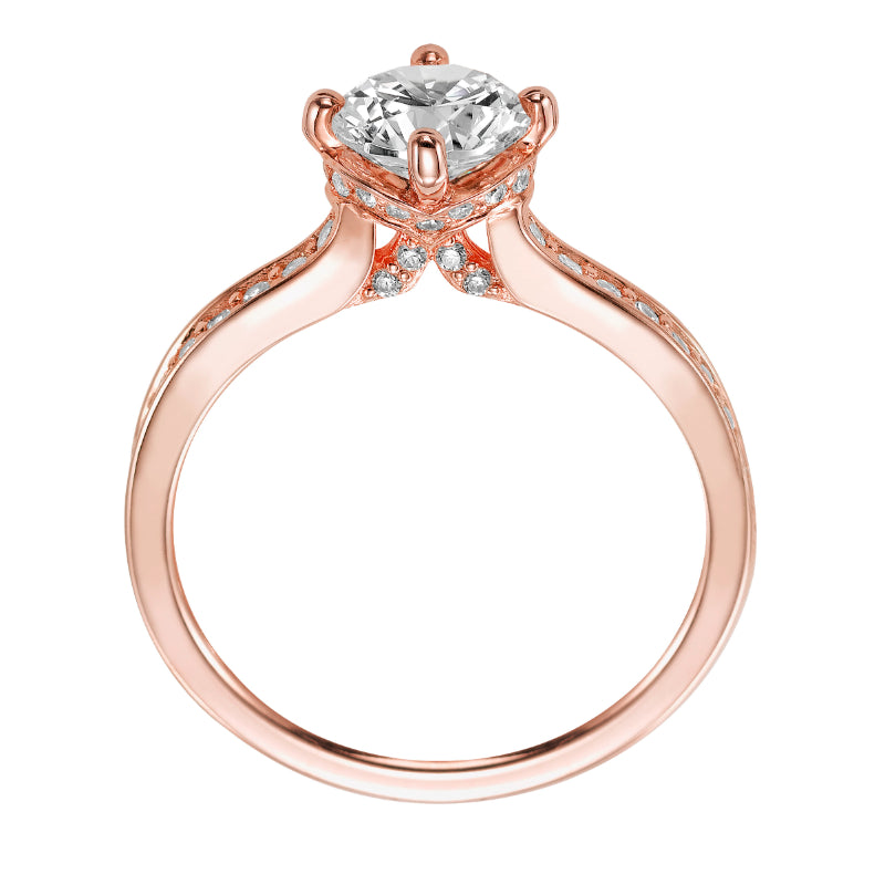 Artcarved Bridal Semi-Mounted with Side Stones Classic Engagement Ring Juliet 14K Rose Gold